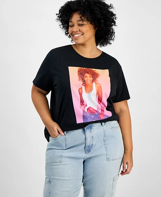 Hybrid Apparel Trendy Plus Cotton Whitney Houston Graphic Tee