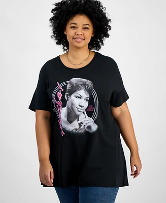 Hybrid Apparel Trendy Plus Cotton Aretha Franklin Graphic Tee