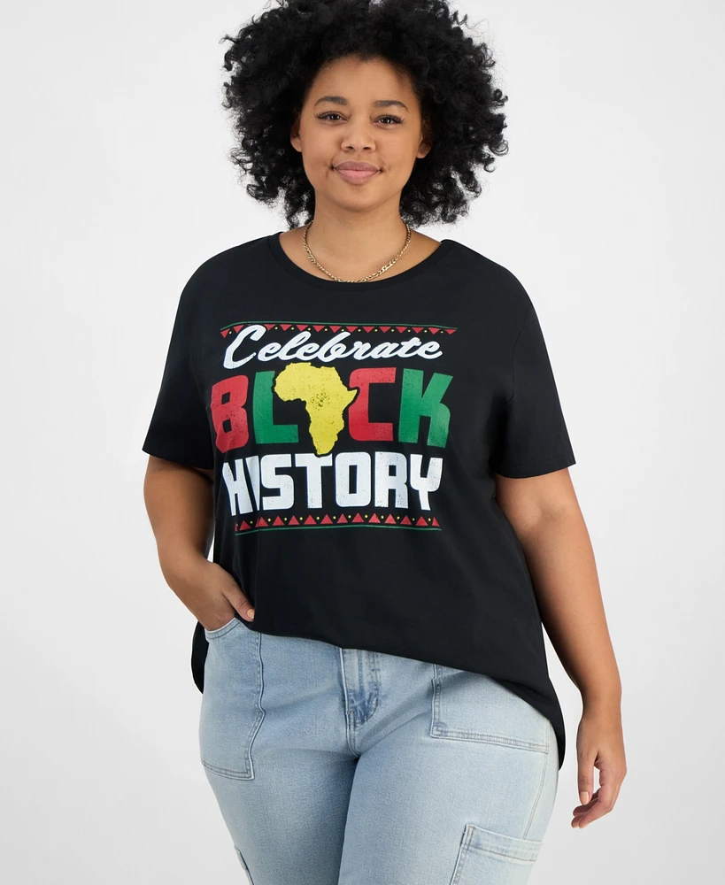 Hybrid Apparel Trendy Plus Cotton Celebrate Black History Graphic Tee