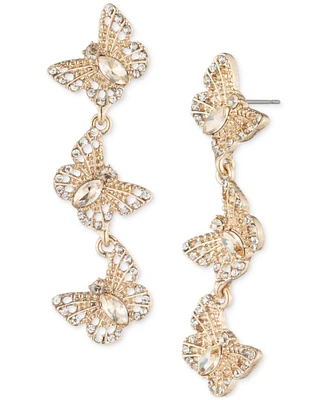 Marchesa Gold-Tone Mixed Crystal Butterfly Linear Drop Earrings