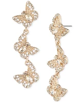 Marchesa Gold-Tone Mixed Crystal Butterfly Linear Drop Earrings