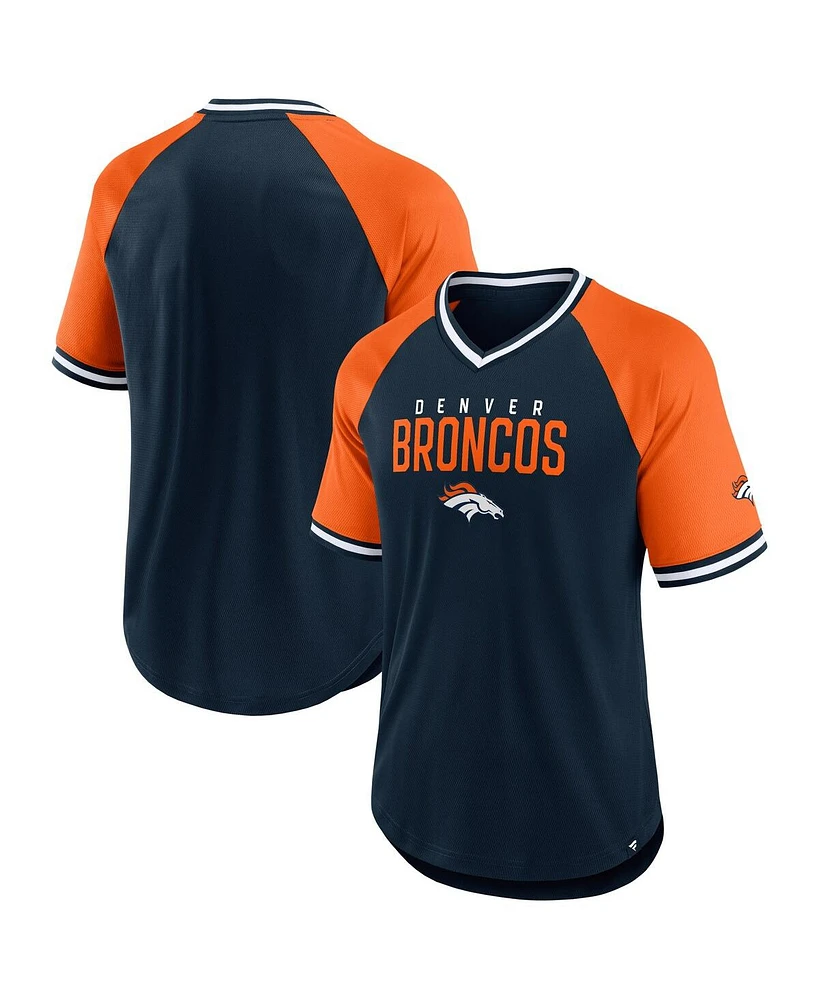 Fanatics Men's Navy/Orange Denver Broncos Hashmark Raglan T-Shirt