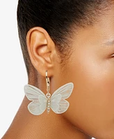 lonna & lilly Gold-Tone White Butterfly Drop Earrings