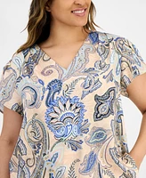 Tahari Asl Plus Paisley-Print Blouse