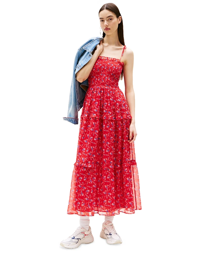 Tommy Jeans Women's Smocked Floral Maxi Dress