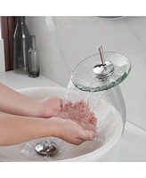 Waterfall Single Hole Single-Handle Low-Arc Bathroom Faucet With Pop-up Drain Assembly in Polished Chrome