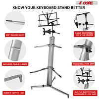 5 Core Keyboard Stand Z Style Sturdy Adjustable Electric Piano Riser Holder + Wheels
