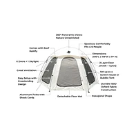 Nucleus Hexagon Tent 9.8FT with Screened Walls and Waterproof Cover, Ideal for Outdoor Picnics, Glamping, Camping, and Stylish Backyard Events