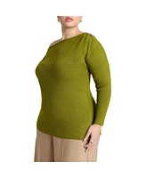 Eloquii Women's Plus Asym Sweater With Hardware Detail