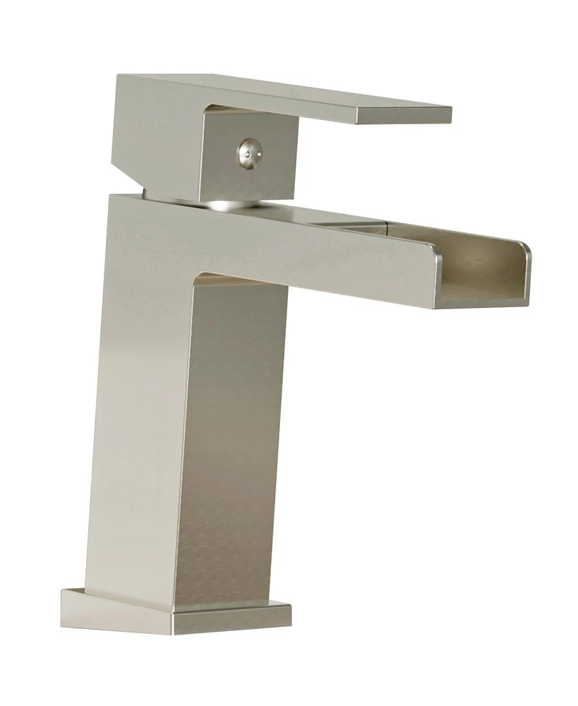 Waterfall Single Handle Single Hole Modern Bathroom Faucet Bathroom Drip-Free Vanity Rv Sink Faucet in Brushed Nickel