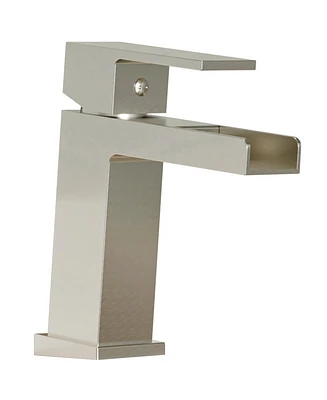 Waterfall Single Handle Single Hole Modern Bathroom Faucet Bathroom Drip-Free Vanity Rv Sink Faucet in Brushed Nickel