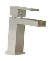 Waterfall Single Handle Single Hole Modern Bathroom Faucet Bathroom Drip-Free Vanity Rv Sink Faucet in Brushed Nickel