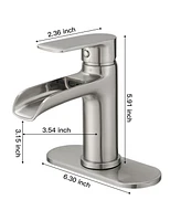 Waterfall Single Handle Hole Low-Arc Modern Bathroom Faucet