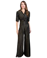 HotSquash London Women's Gold Stripe Wide Leg Jumpsuit