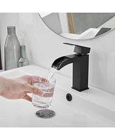 Waterfall Single Handle Single Hole Low-Arc Modern Bathroom Faucet