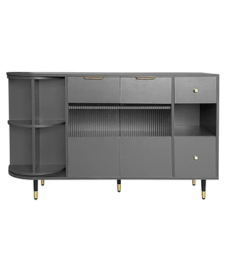 Rotating Storage Cabinet with 2 Doors and 2 Drawers, Suitable for Living Room, Study, and Balcony