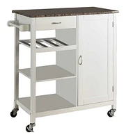 Kings Brand Furniture Sanford Wood & Marble Finish Top Kitchen Storage Cabinet Cart