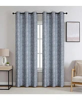 Kate Aurora 2 Piece Versailles Floral Grommet Top Window Curtain Panels