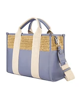 Tommy Bahama Raffia/Pu Logo Webbing Modern Tote