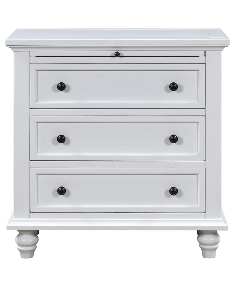 3-Drawer Storage Wood Cabinet, End Table with Pull out Tray