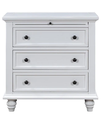 3-Drawer Storage Wood Cabinet, End Table with Pull out Tray
