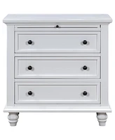 3-Drawer Storage Wood Cabinet, End Table with Pull out Tray