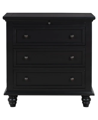 3-Drawer Storage Wood Cabinet, End Table with Pull out Tray