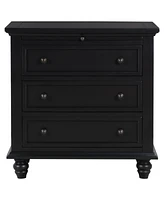 3-Drawer Storage Wood Cabinet, End Table with Pull out Tray