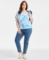 Style & Co Plus Printed Scoop-Neck Top