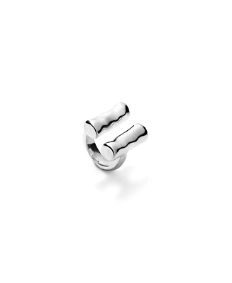 UNOde50 Sterling Silver Plated Two Vertical Tube Ring