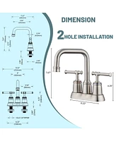 2 Handle Bathroom Sink Faucet, 4-Inch Centerset Faucet with Pop Up Drain and Water Supply Lines