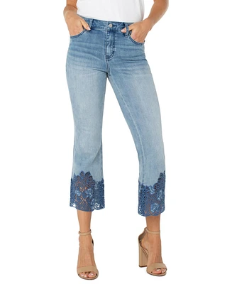 Liverpool Los Angeles Women's Hannah Crochet Hem Crop Jeans