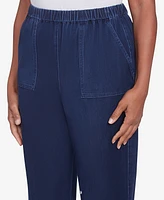 Alfred Dunner Women's Free Spirit Knit Denim Capri Pants