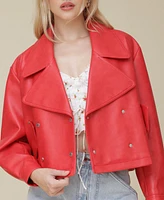 Avec Les Filles Women's Double-Breasted Cropped Jacket