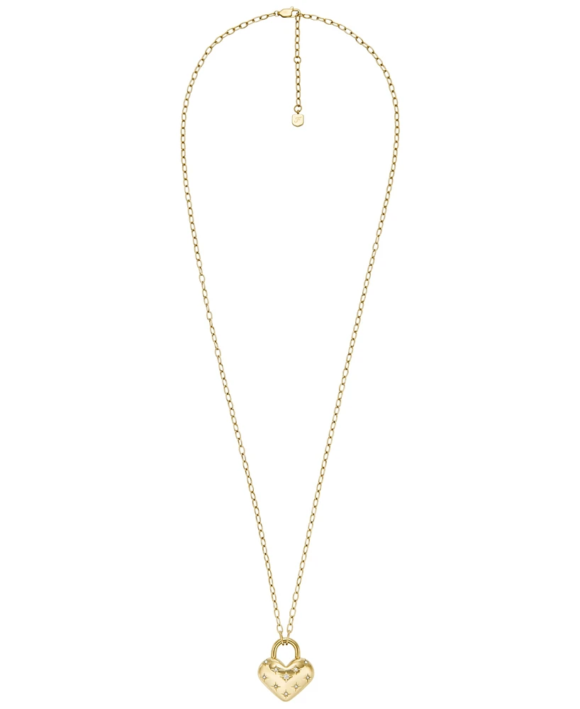 Fossil Sadie All My Love Gold-Tone Stainless Steel Heart Pendant Necklace