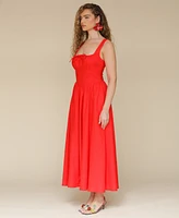 Avec Les Filles Women's Solid Drop-Waist Midi Dress