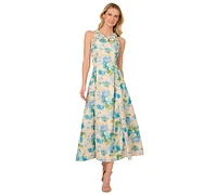 Adrianna Papell Women's Floral Jacquard Ankle Dress