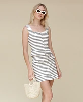 Avec Les Filles Women's Sweetheart-Neck Striped Sleeveless Shirt