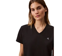 Calvin Klein Jeans Women's V-Neck Embroidered Logo T-Shirt