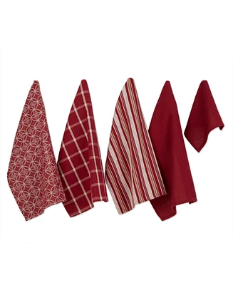 Design Imports Wine Asst Cotton Dishtowel Dishcloth, Set of 5