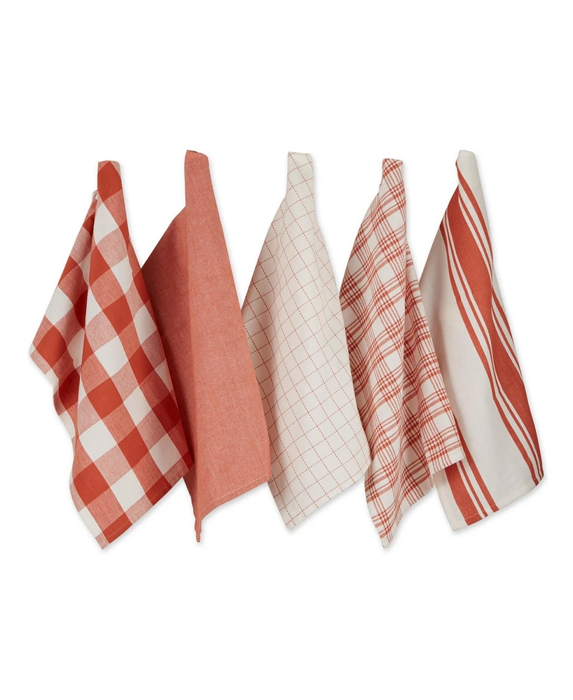 Design Imports Asst Everyday Cotton Dishtowel 5 Pack Set, 18" x 28"