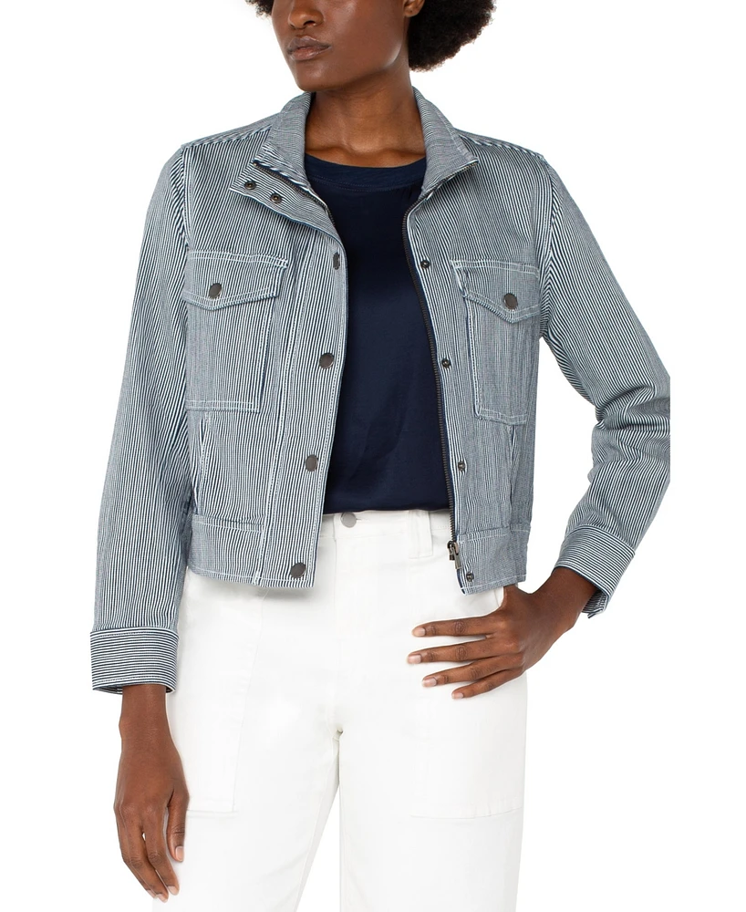 Liverpool Los Angeles Women's Striped Utility Crop Jacket