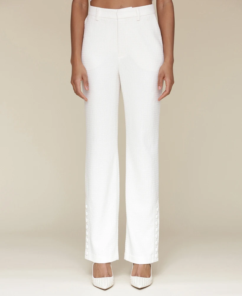 Avec Les Filles Women's Side-Button Full-Length Trousers