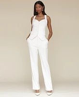 Avec Les Filles Women's Side-Button Full-Length Trousers