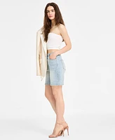 Avec Les Filles Women's Wide-Leg Embellished Denim Shorts