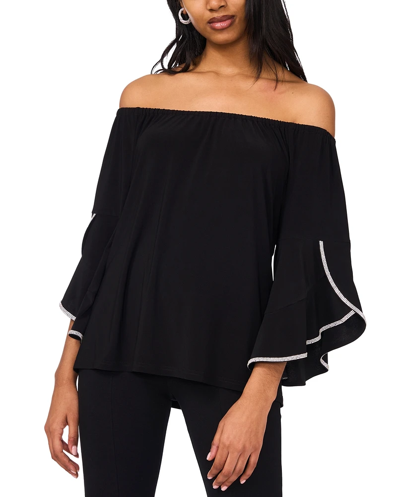 Msk Petite Off-The-Shoulder Cape-Sleeve Blouse