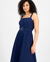 julia jordan Women's Belted Midi Dress