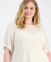 Anne Klein Plus Metallic Layered-Look Top