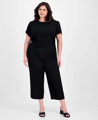 Ak Anne Klein Plus High-Rise Cropped Pull-On Pants