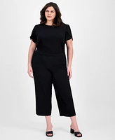 Ak Anne Klein Plus High-Rise Cropped Pull-On Pants